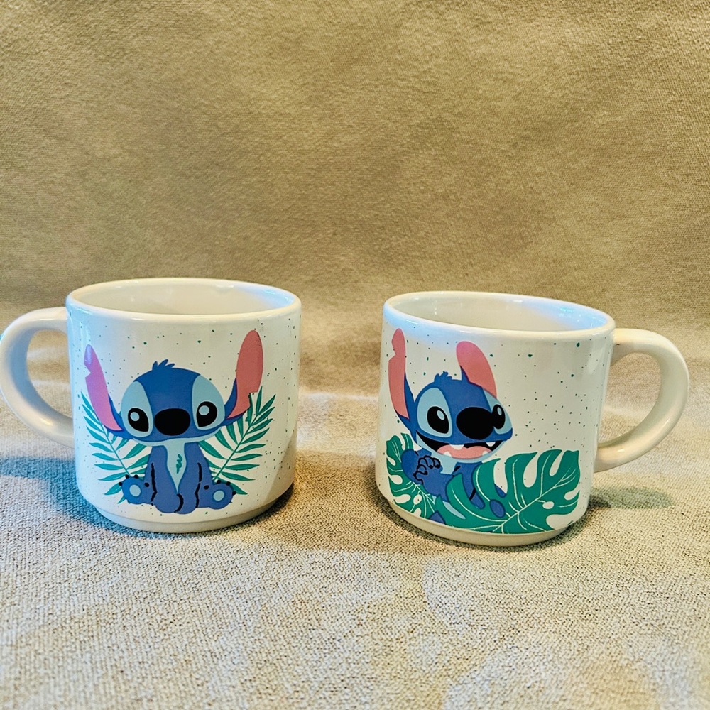 Disney Stitch Blue and White Mugs Set